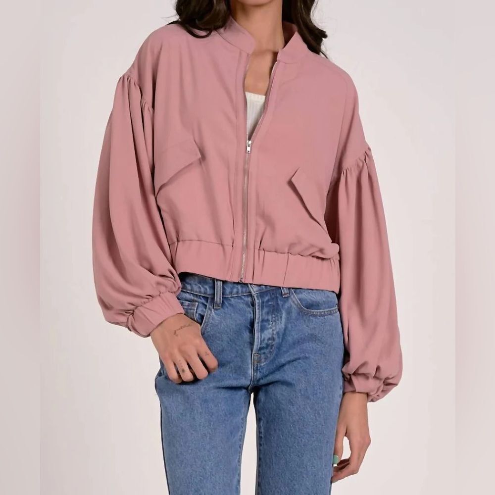 NWT- Elan- Dusty Rose Bomber Jacket- Size large